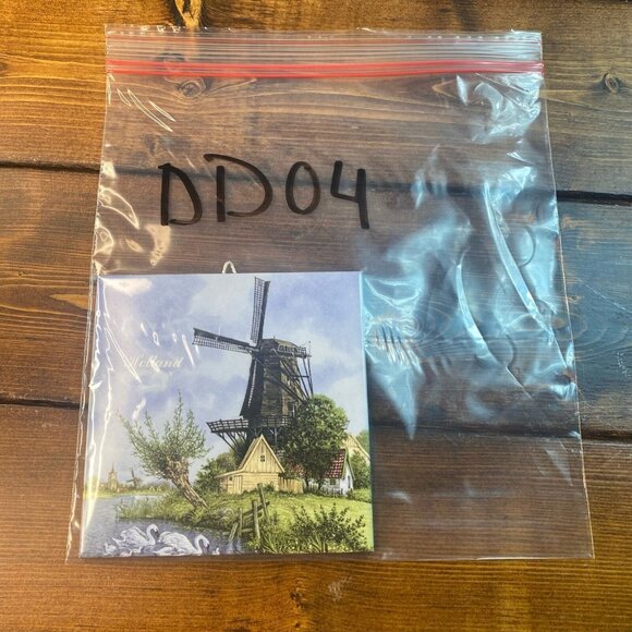 Hand Painted Vintage Ter Steege BV Holland 6" Wall Tile w/ Dutch Windmill - Picture 7 of 7